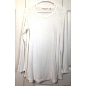 Soft Surroundings M White Viscose Blend Raglan Sleeve Sheer Sweater Round Neck